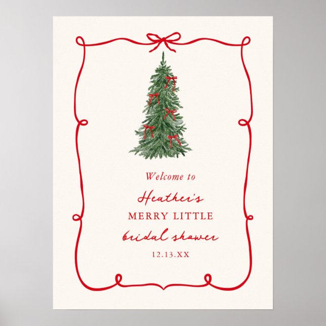 Póster A Merry Little Christmas Bridal Shower Welcome (Frente)