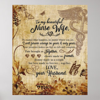 Póster A mi bella esposa enfermera de la manta del marido