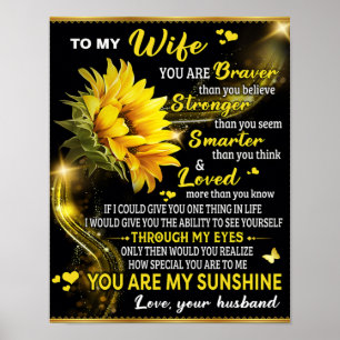 Póster A mi esposa girasol regalo de cumpleaños, amor de