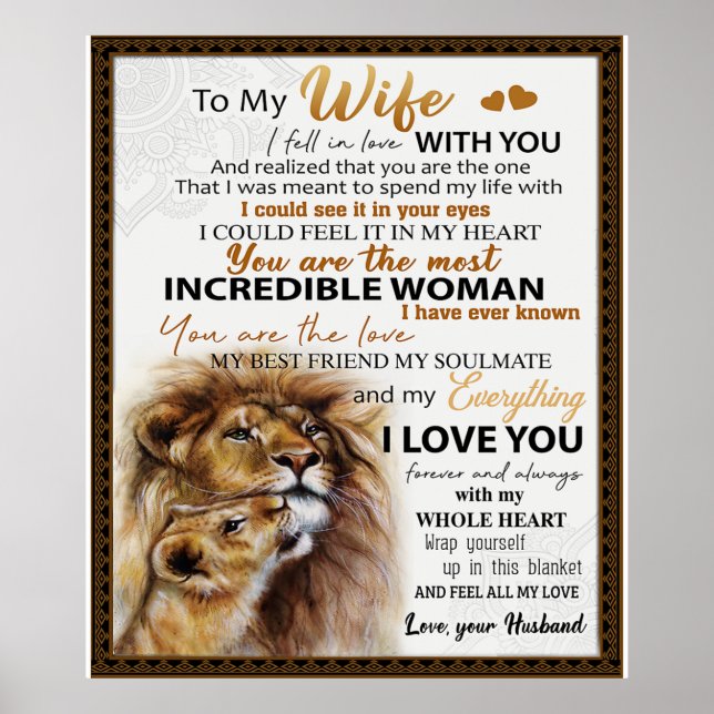 Póster A mi esposa regalo de león, a mi esposa amorosa id (Frente)