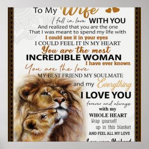 Póster A mi esposa regalo de león, a mi esposa amorosa id