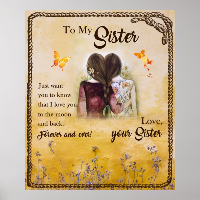 Póster A Mi Hermana Para Siempre Y Siempre Ama A Tu Herma (Frente)