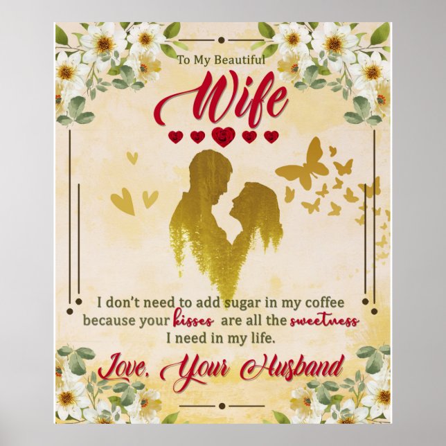 Póster A Mi Hermosa Esposa De Regalos De Esposo (Frente)
