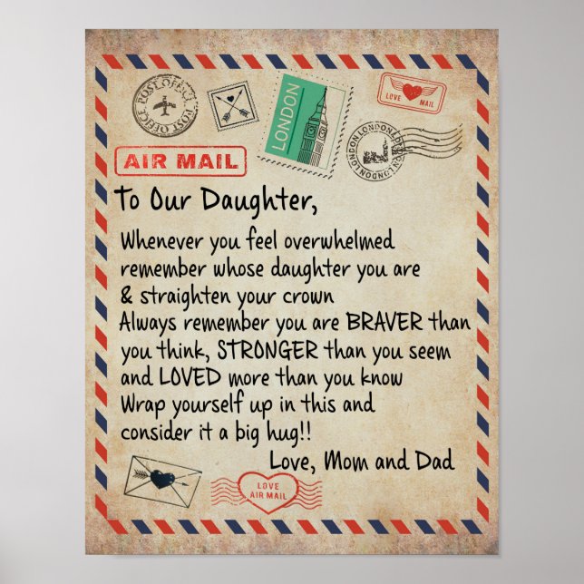 Póster A Mi Hija, Carta De Amor A Nuestra Hija (Frente)