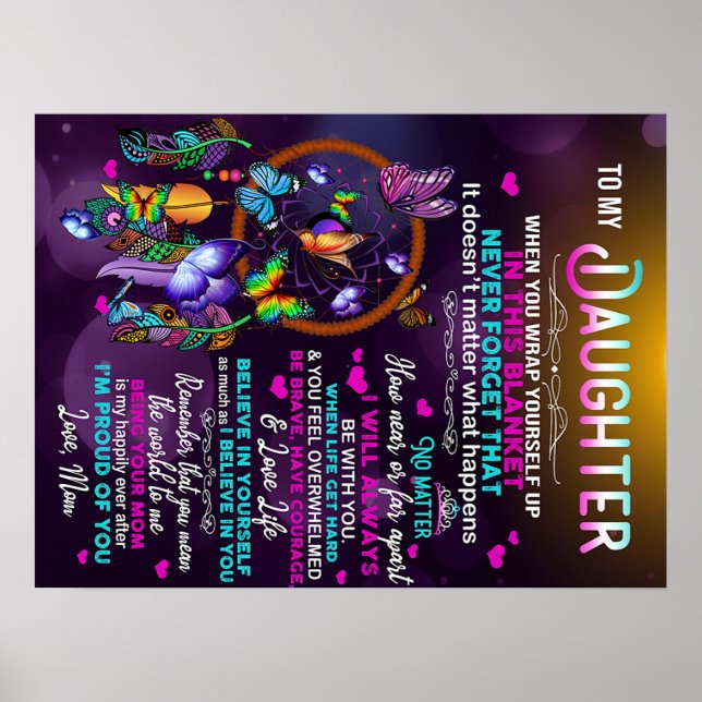 Póster A mi hija Mariposas Regalo, cumpleaños de hija (Frente)