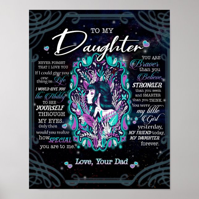 Póster A Mi Hija Regalo, Carta A La Hija De Papá (Frente)