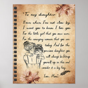 Póster A mi hija, regalo de cumpleaños, regalo de bebé de
