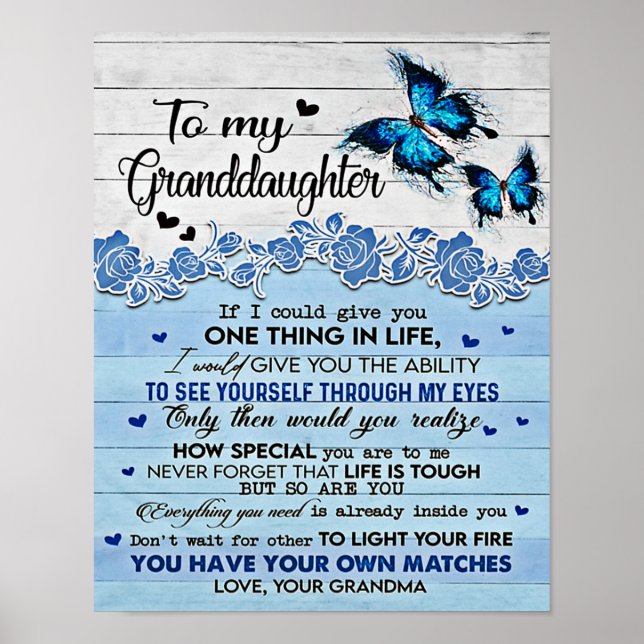 Póster A mi hija, regalo de mariposa, cumpleaños de la hi (Frente)