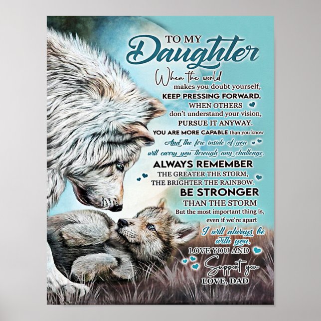 Póster A mi hija, regalo familiar de león, cumpleaños de  (Frente)