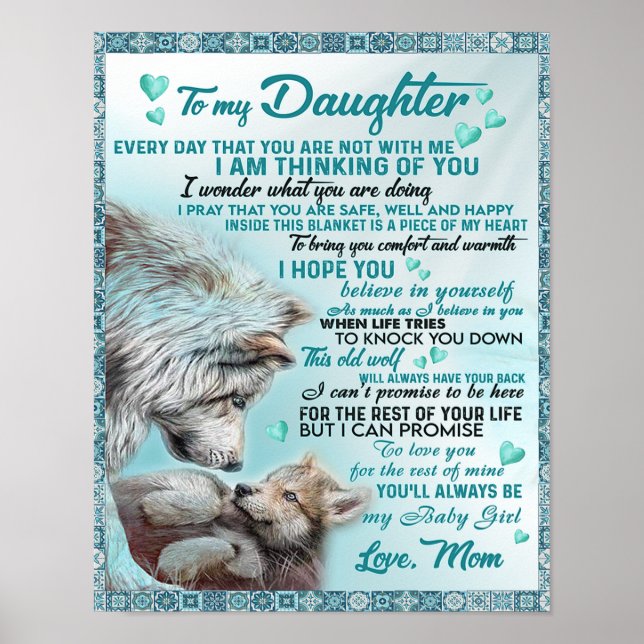 Póster A mi hija, regalo familiar de león, cumpleaños de  (Frente)