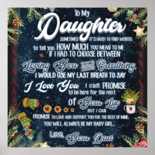 Póster A Mi Hija, Regalo, Navidades Carta A La Hija