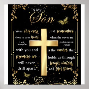 Póster A mi hijo Regalo, Butterfly Lover, Floral Son Letr