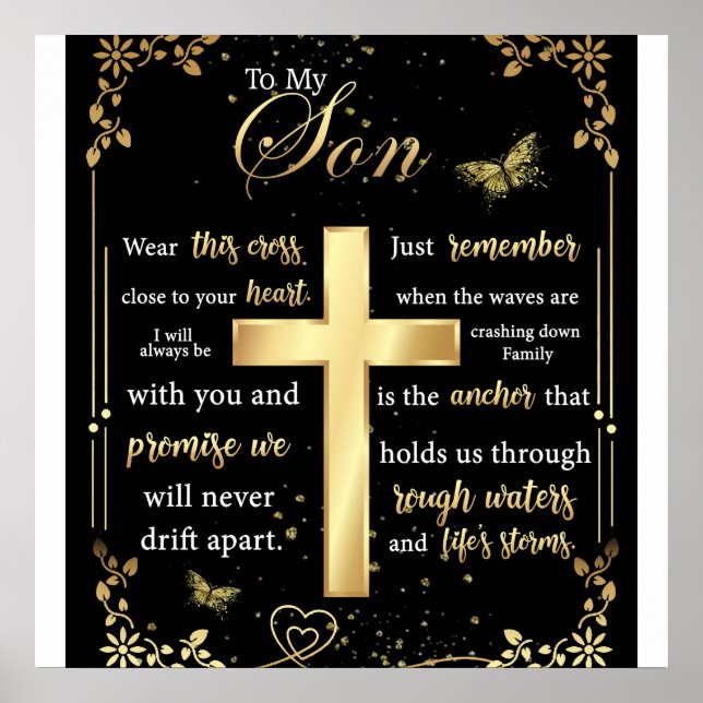 Póster A mi hijo Regalo, Butterfly Lover, Floral Son Letr (Frente)