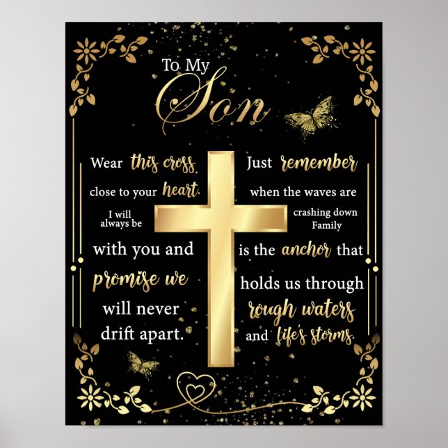 Póster A mi hijo Regalo, Butterfly Lover, Floral Son Letr (Frente)