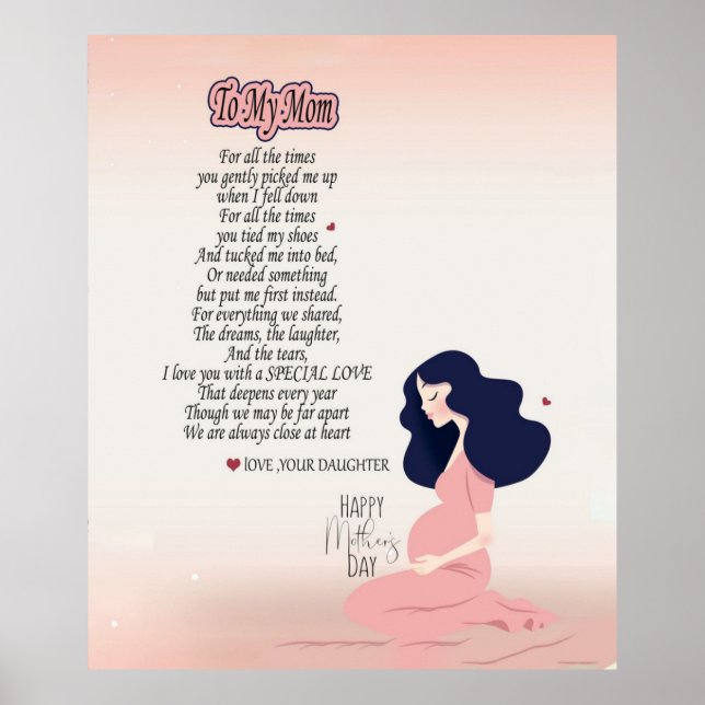 Póster A Mi Mamá Durante Todo El Tiempo Que Me Recogiste  (Frente)