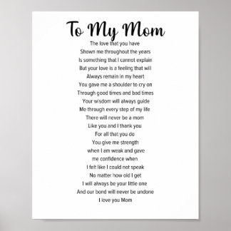 Póster A mi mamá, poema del Día de la Madre