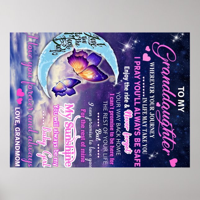 Póster A mi nieta Butterflies Idea de regalo de cumpleaño (Frente)