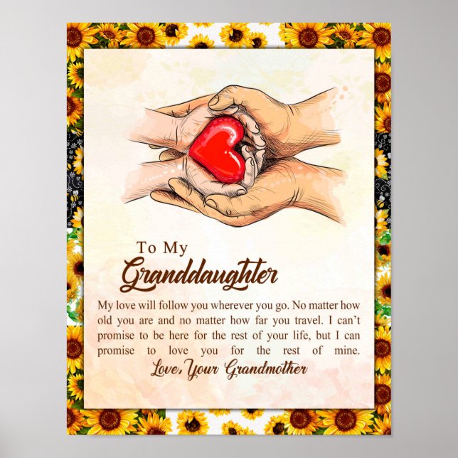 Póster A Mi Nieta El Regalo Girasol De La Abuela (Frente)