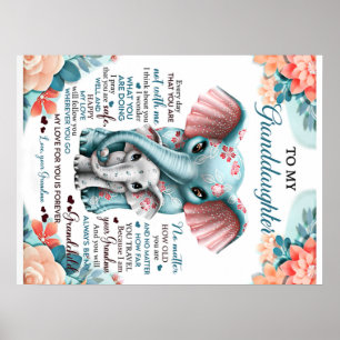 Póster A mi nieta Elephant Idea de regalo de cumpleaños