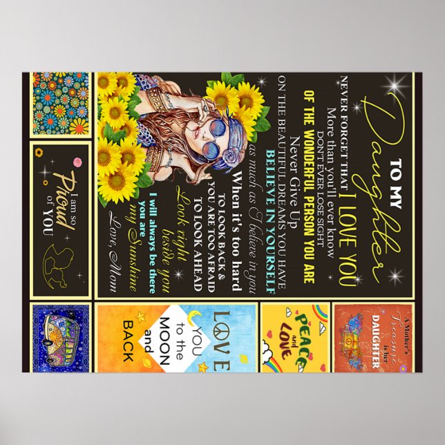 Póster A mi nieta Idea de regalo de cumpleaños de girasol (Frente)