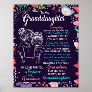 Póster A mi nieta regalo de la abuela, amante de las flor
