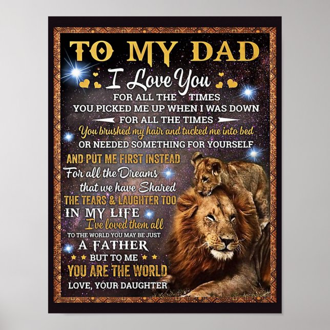 Póster A mi regalo de papá león, idea de regalo de cumple (Frente)