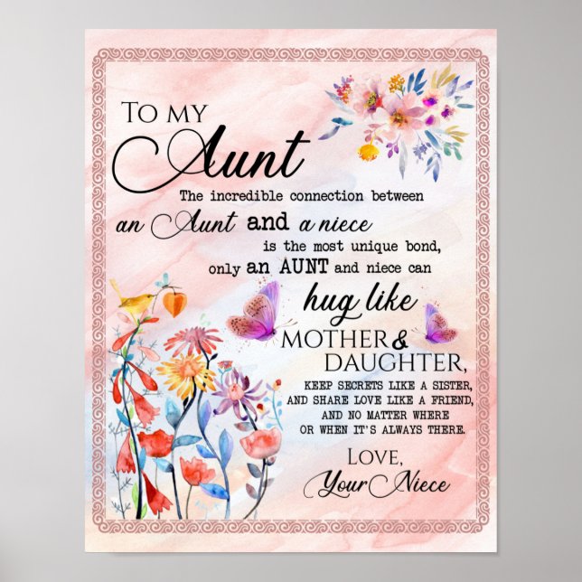 Póster A Mi regalo de tía, regalo de mariposa de sobrina (Frente)