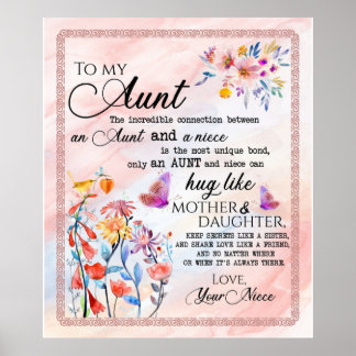Póster A Mi Tía Del Regalo De La Flor De Niña