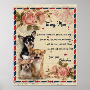 Póster A mi tía Dog Flower Gift, regalo de cumpleaños de
