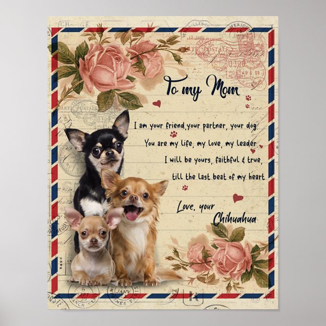 Póster A mi tía Dog Flower Gift, regalo de cumpleaños de  (Frente)