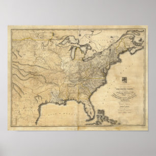 Póster A new and correct map of the United States