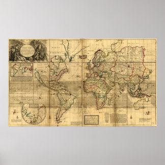 Póster A new and correct map of the whole world