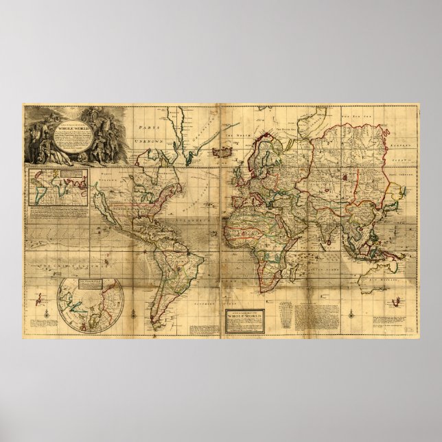 Póster A new and correct map of the whole world (Frente)