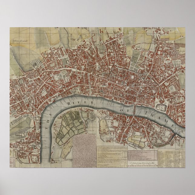 Póster A New and Exact Plan of the Cities of London and W (Frente)