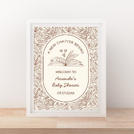 Póster A New Chapter Begins Book Baby Shower Welcome