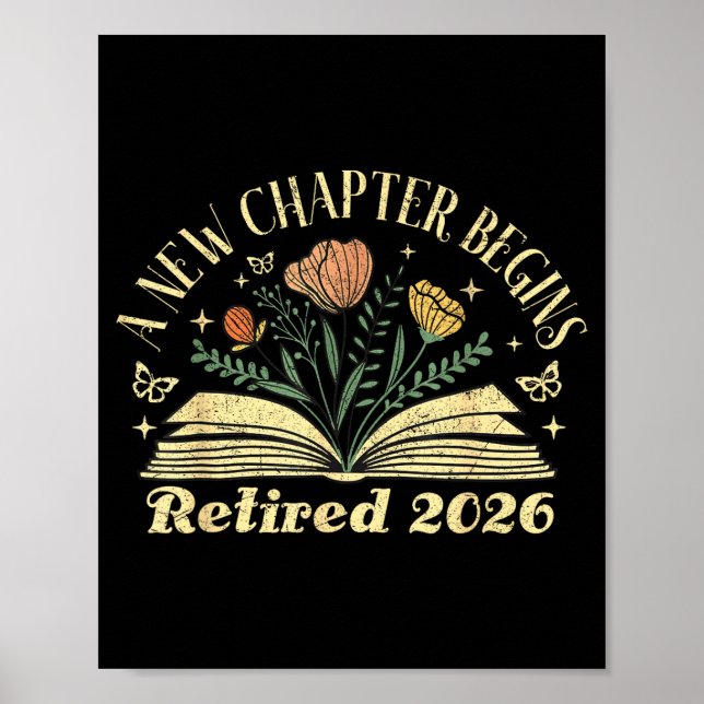 Póster A New Chapter Begins Retired 2026 Funny Teacher Re (Frente)
