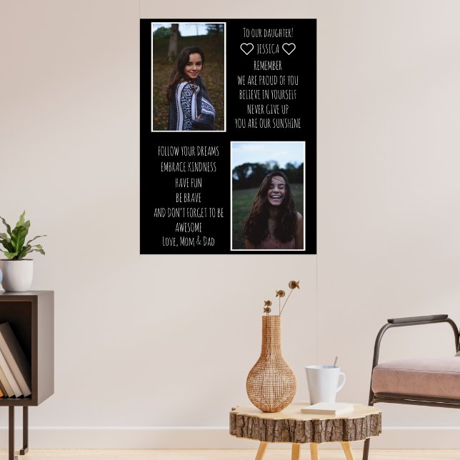 Póster A nuestro Collage de fotos de mensajes para hijas (Salón 3)