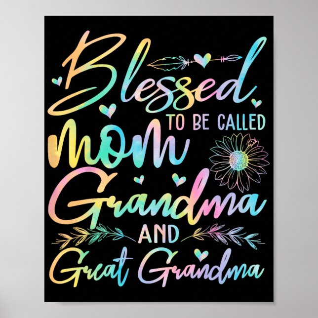Póster A Ser Llamada Mamá Abuela Y Gran Abuela Flor (Frente)