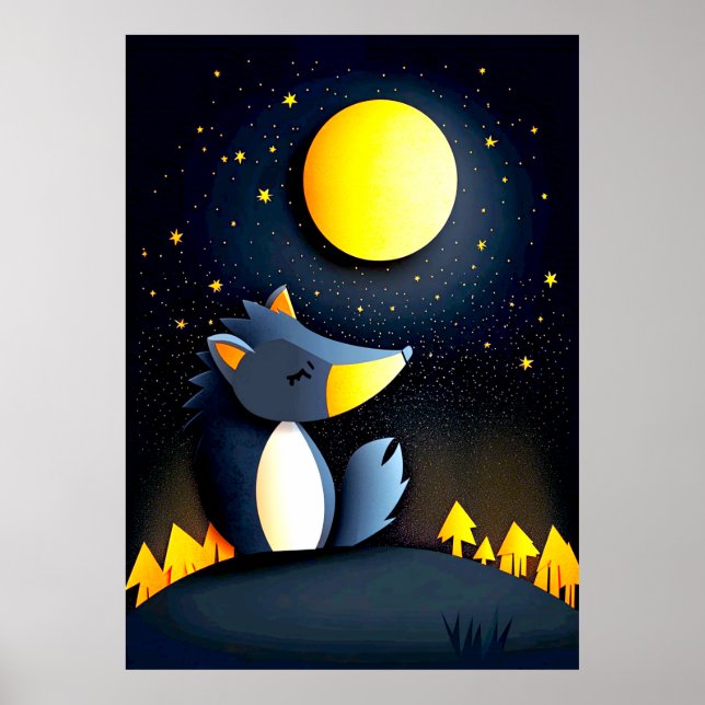 Póster A serene wolf rests on a hill (Frente)