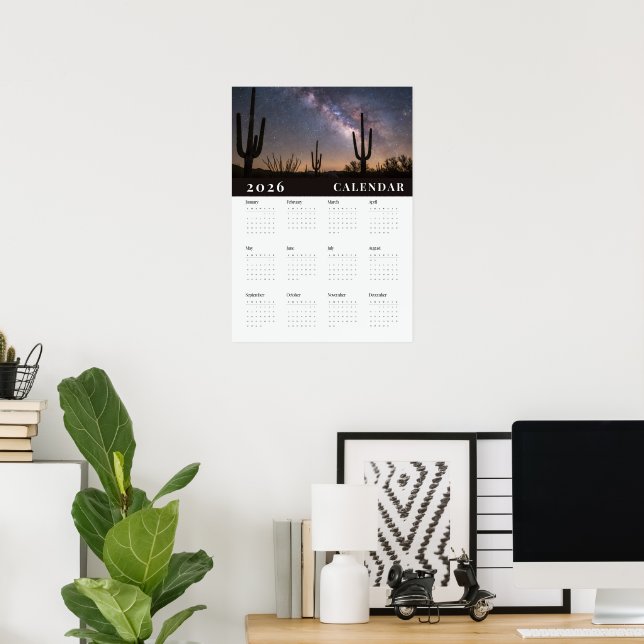 Póster  A starry night sky  photo 2026 white calender (Oficina en casa)