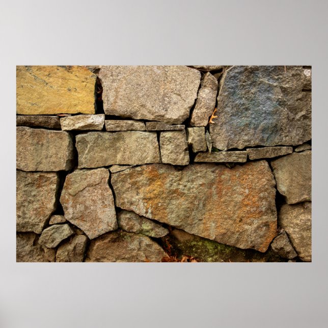 Póster A stone wall made of cobblestones background textu (Frente)