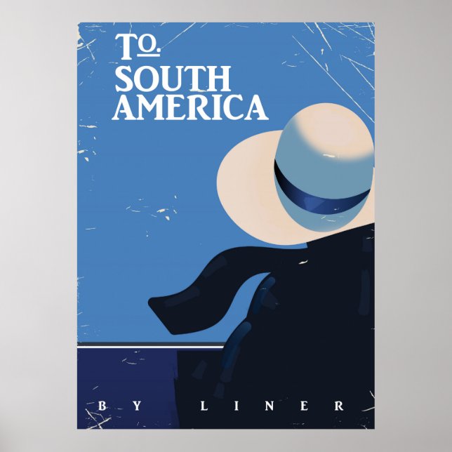 Póster A Sudamérica poster de viaje vintage (Frente)