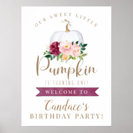 Póster A Sweet Little Pumpkin Birthday Sign