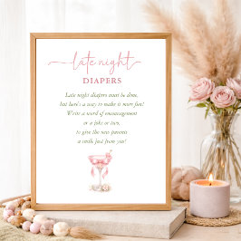 Póster A TIni One Elegant Baby Shower Late Night Diapers