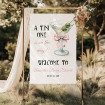 A Tini One Martini Pink Bow Baby Shower Welcome