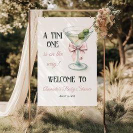 Póster A Tini One Martini Pink Bow Baby Shower Welcome