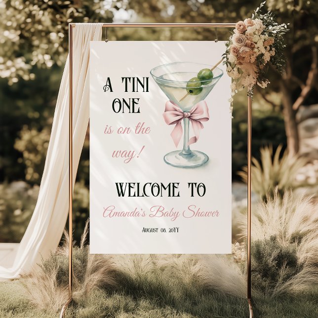 Póster A Tini One Martini Pink Bow Baby Shower Welcome (Subido por el creador)