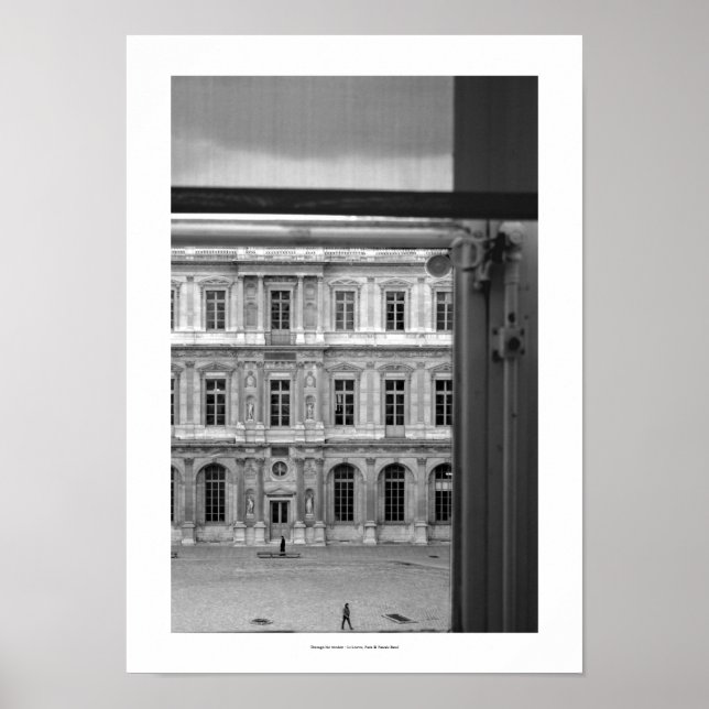 Póster A través de la ventana Le Louvre Paris B y W Poste (Frente)