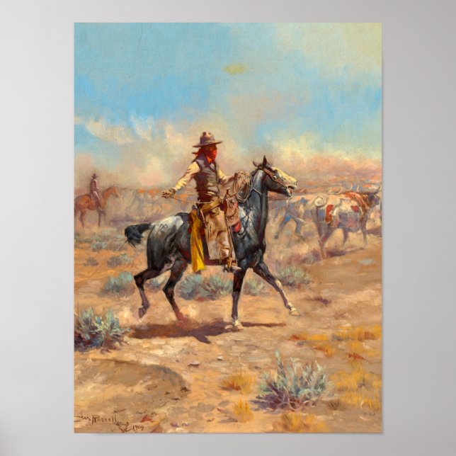 Póster A través del Alkali, 1904 por Charles Marion Russe (Frente)