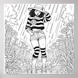 Póster A través del Poster de colorear el charco